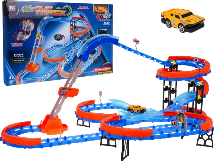 Racebaan met ladder, 90 delen, met LED-autootje