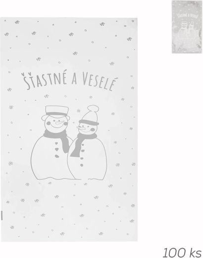 Cellofaanzakjes met sneeuwpopmotief 35 × 20 cm, 100 stuks