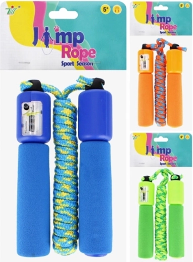 Springtouw met teller voor kinderen, foam handgrepen 250 cm