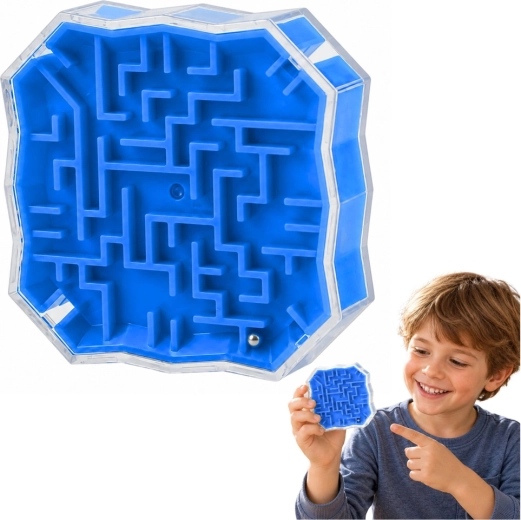Logisch spel Doolhof met kogeltje blauw