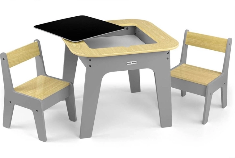 Dubbelzijdig blad: bouwplaat en krijtbord