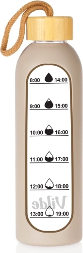 Glazen waterfles Vilde met beige siliconen hoes 600 ml