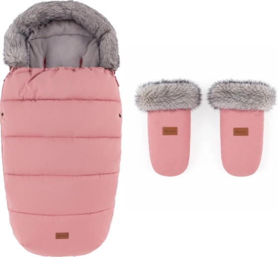 Petite&Mars winterset voetenzak Comfy 4in1 en handschoenen voor kinderwagen Fjora old rose
