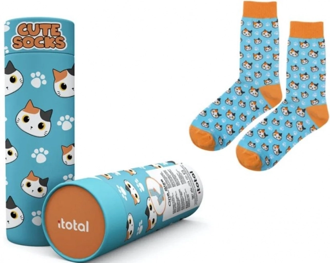 Katoenen sokken met blauwe kat