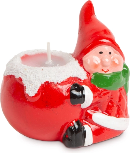 Kerstkaars met keramische kabouter