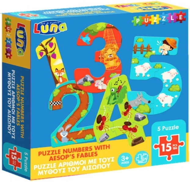 Luna Puzzel met cijfers en Ezopische fabels voor kinderen