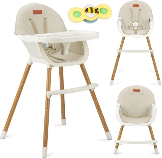 3-in-1: kinderstoel, aan tafel en lage stoel