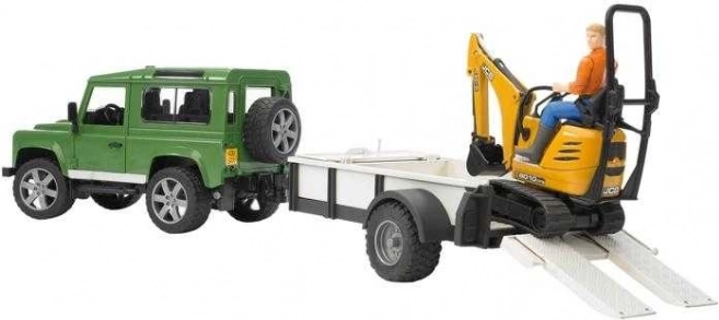 Speelset Bruder SUV en rupsgraafmachine JCB met aanhanger