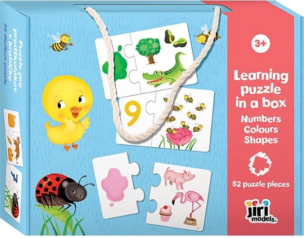 Puzzel voor kleuters in doosje: cijfers, kleuren, vormen