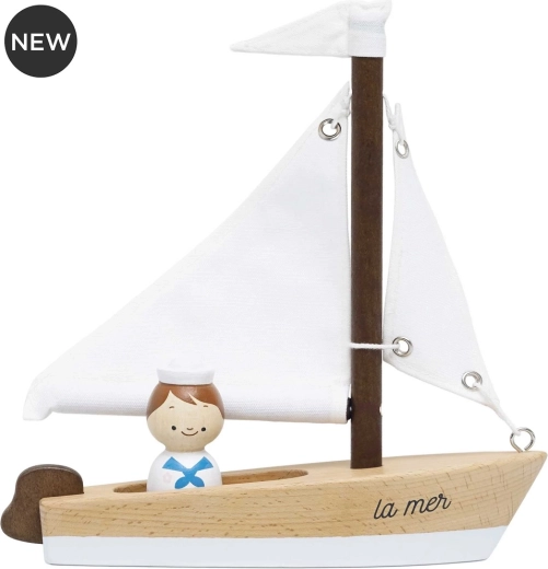 Houten zeilboot met kapitein van Le Toy Van