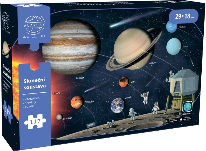 Interactieve houten puzzel zonnestelsel A4