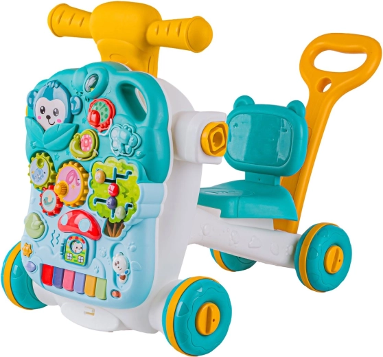 4-in-1: loopwagen, ride-on en educatieve tafel