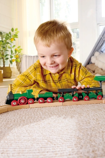Locomotief met drie wagonnetjes