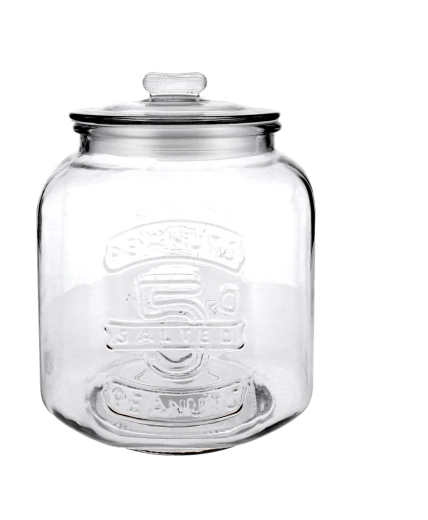 Glazen pot 3,4 l met glazen deksel en opschrift