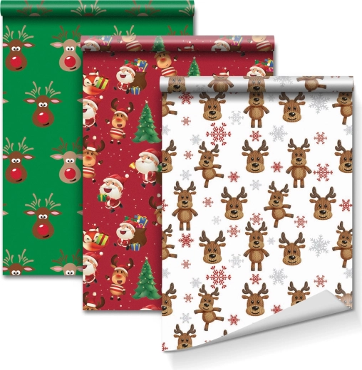 Cadeaupapier met drie patronen 70 × 150 cm