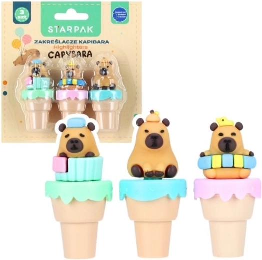 Mini markeerstiften Capibara (set van 3 stuks)