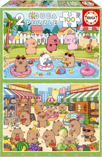 Educa puzzel Capyfun 2×100 stukjes