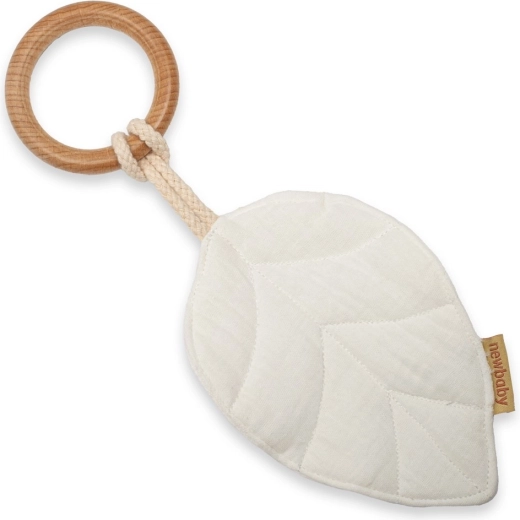 Bijtring voor baby's New Baby Leaf wit