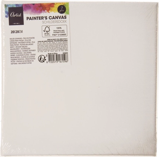 Schilderdoek op spieraam 20 × 20 cm, 2 stuks