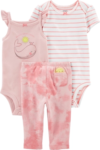 Carter's 3-delige set voor baby Pink Whale – leggings en 2× romper, maat 56