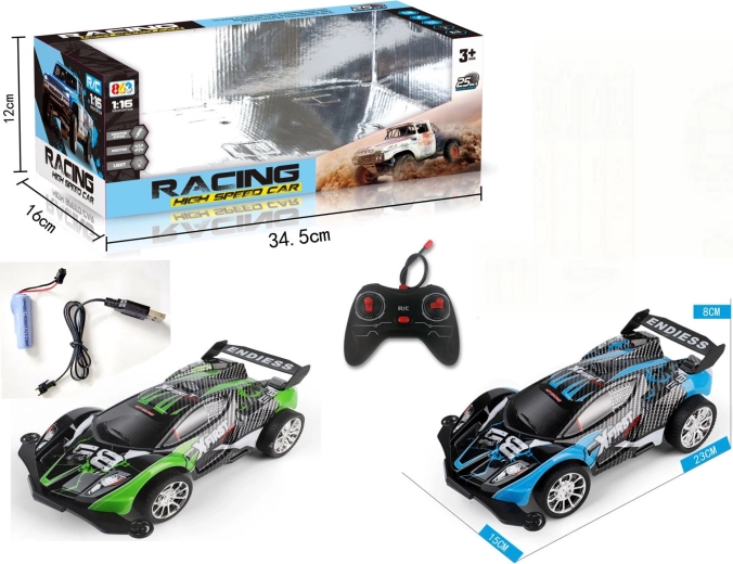 Stuntauto 1:16 met verlichting en afstandsbediening