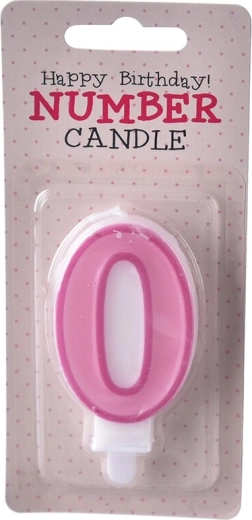 Roze taartkaars cijfer 0 (7 cm)