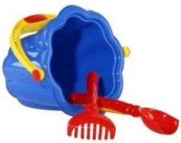 Zandset met emmer, schepje en harkje