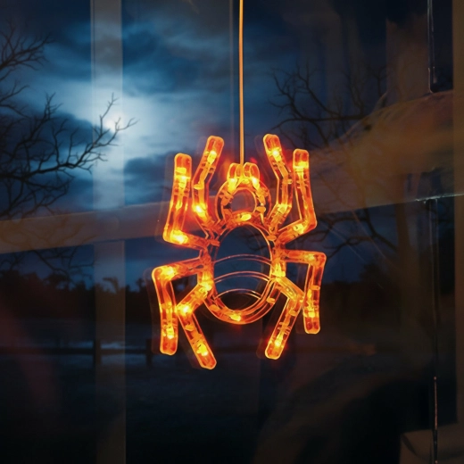 Halloween-verlichtingsdecoratie spin met zuignap, 12 leds