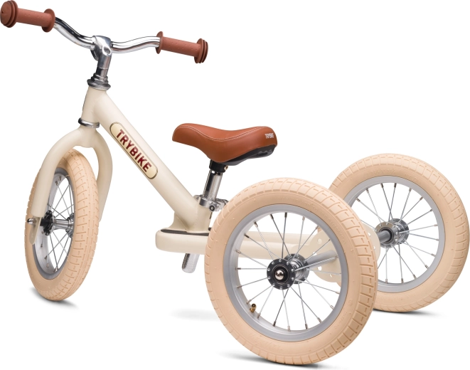 Trybike kinderloopfiets 2-in-1 driewieler en loopfiets crème mat
