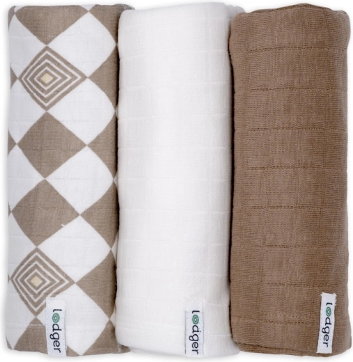 Lodger swaddler solid matcha, set 3 stuks 70 × 70 cm buffalo