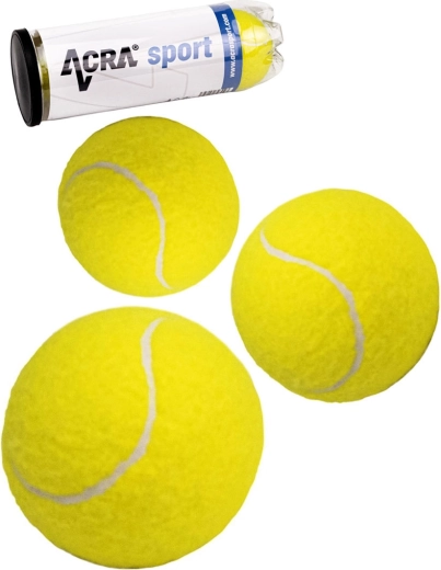 ACRA recreatieve tennisballen geel 3 stuks in koker