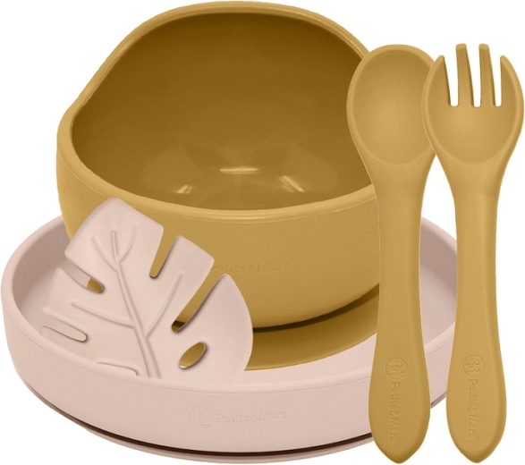 PETITE&MARS siliconen eetset TAKE&MATCH 4 stuks intense ochre / desert sand 6m+
