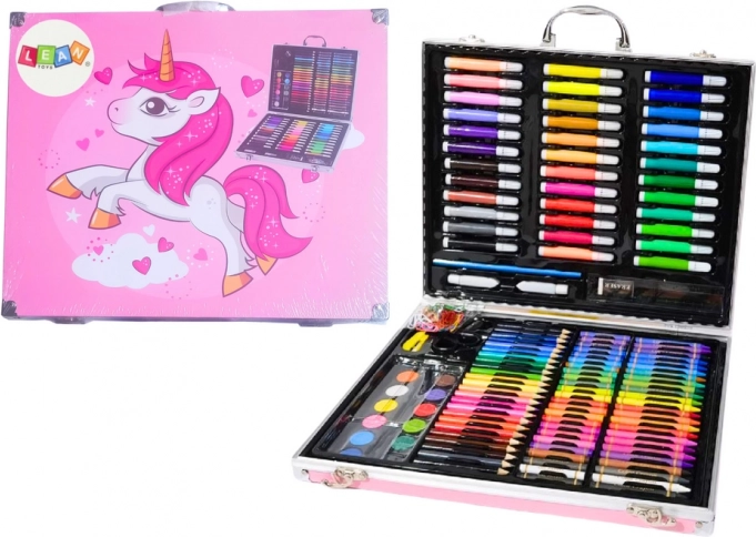 Creatieve set in koffertje met eenhoorn, roze, 150 stuks