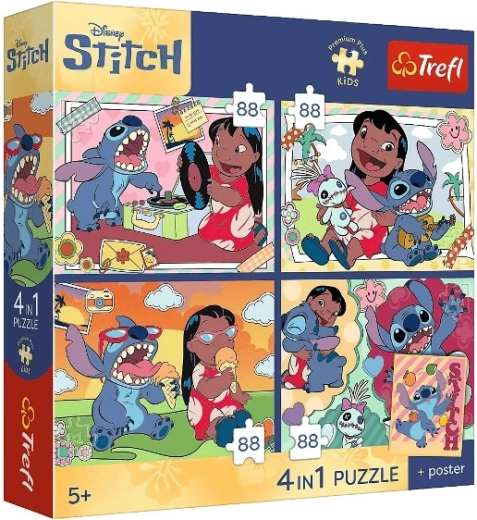Premium kinderpuzzel Stitch – 4×88 stukjes (ruimtemotief)