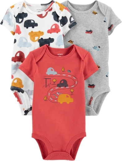 Carter’s babyromper met korte mouwen Cars, 3 stuks, voor jongens, maat 56 (NB)