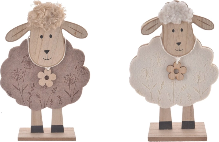 Pluchen en houten schaapje – decoratie voor de kinderkamer (2 varianten)