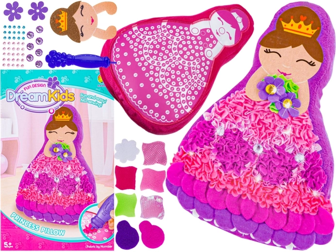Creatieve set voor het maken van een prinsessenkussentje (fabric by number) - 1 stuk