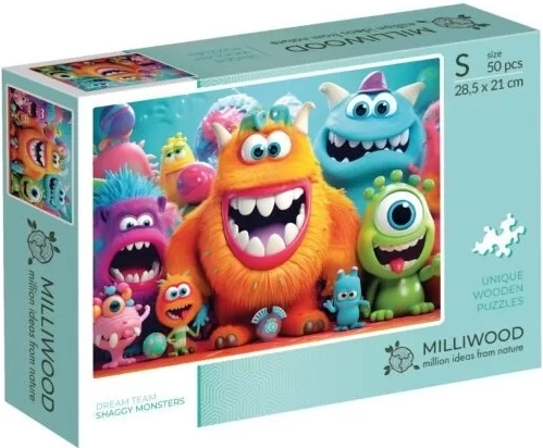 Milliwood DreamTeam Shaggy Monsters houten puzzel (50 stukjes)