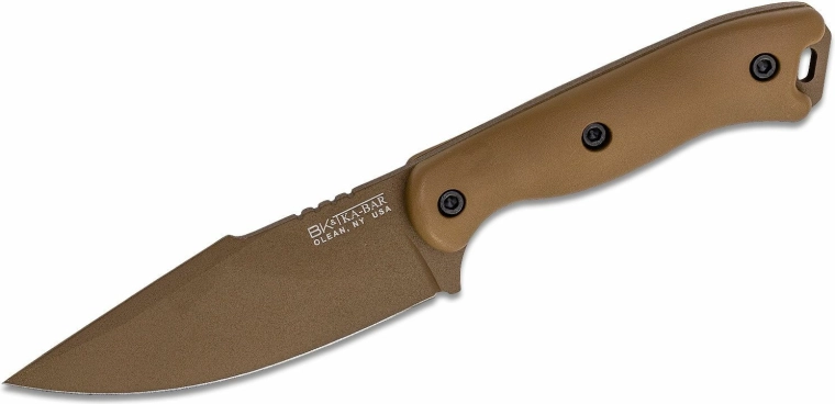 Universeel mes KA-BAR Becker Harpoon 11,6 cm, zandbruin, Zytel, polymeer schede