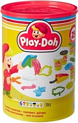 Play-Doh klassieke retroblik met set van 25 onderdelen
