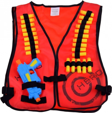 Kinder tactisch vest met foamkogels en pistool compatibel met NERF – Rood