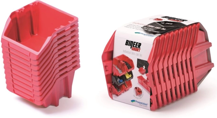 Set van 10 opbergboxen BINEER Short, rood
