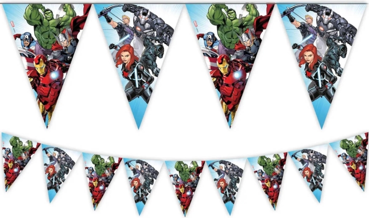 Procos vlaggetjesslinger Avengers 2,3 m (9 vlaggetjes)