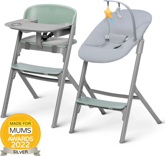 Kinderkraft Select set eetstoel Livy Olive Green + wipstoeltje Calmee