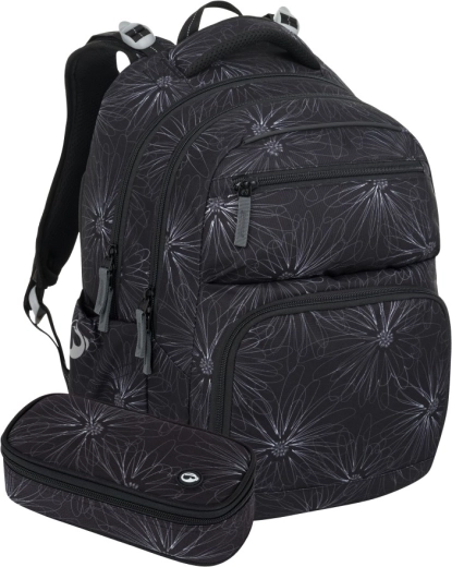 Bagmaster Zipster 25 studentenset – zwart met witte bloemen
