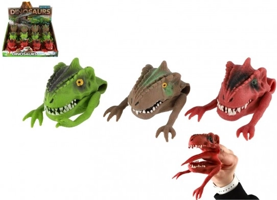Siliconen vingerpop dinosaurus, 3 kleuren
