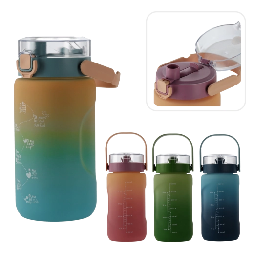 Waterfles 1,5 l met tijdmarkeringen, ombré groen