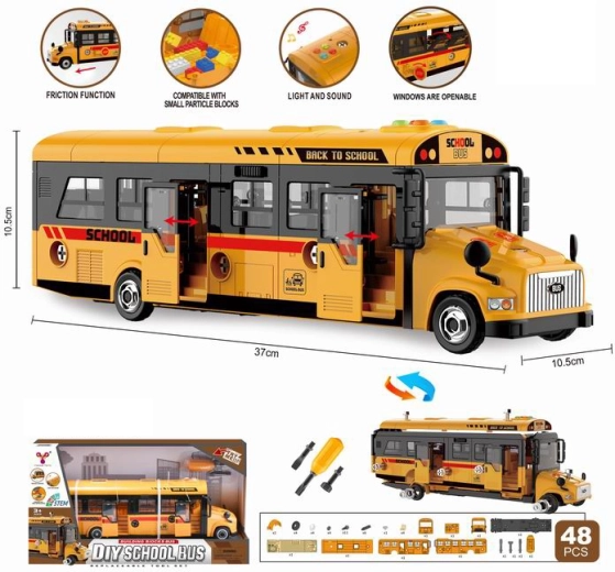 Bouwauto – schoolbus (48 onderdelen)