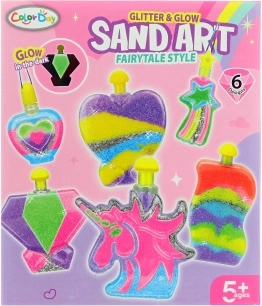 Creatieve set voor het maken van flesjes met gekleurd zand