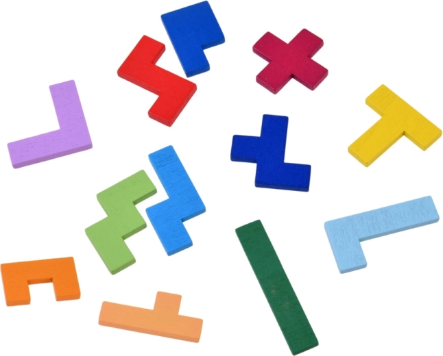 12 kleurrijke houten puzzelstukken